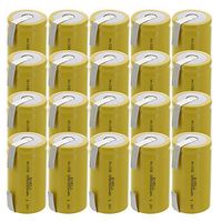 20x Exell D Size 1.2V 5000mAh NiCD Rechargeable Batteries with Tabs for medical instruments/equipment, electric razors, toothbrushes, radio controlled devices, electric tools