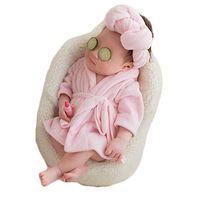 Newborn Baby Photography Photo Props Boy Girl Costume Bathrobes Bath Towel Blanket Photo Shoot (Pink)