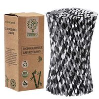 Cooraby 200 Pieces Black and White Plaid Paper Straws Biodegradable Paper Drinking Straws for Christmas Party Supplies and Party Favors