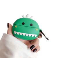 ICI-Rencontrer 3D Vivid Baby Dinosaur Design Airpods Case Cute Heart Pattern Animals AirPods Accessories Wireless Charging Earphone Soft Silicone Shockproof Protector For Airpods Pro Green
