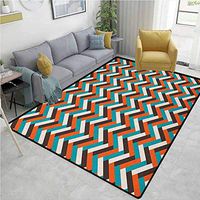 Mid Century Patchwork Runner Rugs, Herringbone Pattern in Retro Colors Simple Funky Design of Classic Mosaic Tile, Durable Rugs - Living, Dinning, Office, Rooms & Bedrrom, Hallway Carpet(8'x 10')