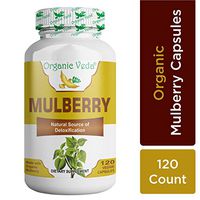 Organic Veda® Mulberry Leaf 120 Veg Capsules. 100% Pure and Natural Raw Herb Super Food Supplement. Non GMO, Gluten Free. Made in USA FDA Registered Facility. Kosher Certified.All Natural !