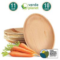 Verde Planet - 11 inch Oval Palm Leaf Trays - Biodegradable, Ecofriendly, Disposable, Sturdy, Elegant, Premium Quality Plates, USDA Certified - 10 Count