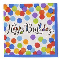 JAM PAPER Birthday Party Beverage Napkins - 5 x 5 - Confetti Bash Design - 36 Napkins/Pack