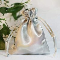 Efavormart 60PCS Silver Satin Gift Bag Drawstring Pouch Wedding Favors Bridal Shower Candy Jewelry Bags - 3"x4"