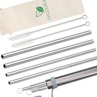 Arcoolor Set of 4 Reusable Straws, 8.5 inches Metal Straws, Stainless Steel Straw with Travel Case, Cleaning Brush, Portable for Personal Use