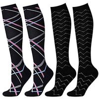 ZFiSt Compression Socks Women Men Nurse, 2/3/4Pair 20-30 mmHg Sport Running Compression Socks for Edema Diabetic Varicose Veins Flight Pregnancy (2Color2, Small/Medium)