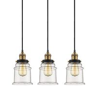 Kiven Juno Lighting 3 Pack J- Series Track Lighting Kitchen Pendant Light - Clear Glass Shade Industrial Hanging Lamp, UL Listed-The Whole Pendant Height is 50 inch.
