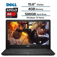 Dell Inspiron 15.6" (1366x768) LED Laptop, AMD A6-9200 accelerated Processor, 4GB DDR4 SDRAM, 500GB HDD 5400RPM, AMD Radeon R4 Integrated Graphics, Win10, Webcam, DVD-RW