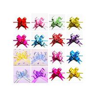 AUCH 100Pcs Elegant Festival Assorted Colors PVC Pull Bows/Christmas Gift Knot Ribbon Strings for Gift Wrapping or Floral Decoration, Random Color, 348cm