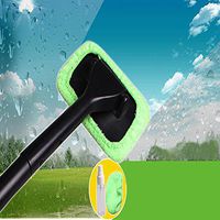 Window Cleaner Brush Kit Microfiber Cloth Car Window Windshield Wonder Cleaning Wash Tool Fluid Inside Interior Auto Glass Wiper with Two Microfiber Bonnets With Spray Bottle Ship From USA (Green)