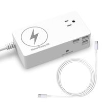 VASTFAFA Newest Power Strip with Surge Protector,Power Outlet Extender with 1 Wireless Charger, 1 Type C Port, 1 Portable Laptop Charger,1 USB QC 3.0 Port,1 USB Fast Charger Port,1 Outlets in Reserve