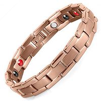HiTreasure Men Women Rose Gold Titanium Steel 4 Health Elements Magnetic Therapy Bracelet for Arthritis Pain Relief(Imported,3000 Gauss Each Link)