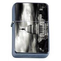Washington DC USA Flip Top Oil Lighter S3 Smoking Cigarette Smoker Includes Silver Case