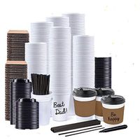 JUMBO VALUE SET of 130 Coffee Disposable Paper Hot Cups with Travel Leak Proof Lids, Heat Resistant Sleeves and Stirrers -12OZ WHITE PREMIUM STARBUCKS quality THE BEST VALUE on Amazon