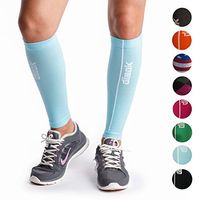 dimok Calf Compression Sleeves Pair - Leg Compression Socks for Calves Running Women Men - Best for Shin Splint Muscle Pain Better Circulation (Blue, L/XL)