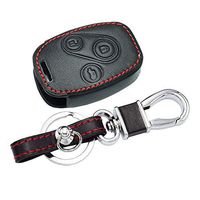 Protective Car Key Leather Case Cover Holder Wallet Bag Pouch Fob Hook Chain Ring for Honda Accord CR-V Civic Fit Freed StepWGN Wallet Keychain Holder Key Ring