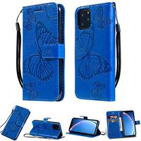 Amocase Wallet Leather Case with 2 in 1 Stylus for iPhone 11 6.1" 2019,Premium Strap 3D Butterfly Magnetic PU Leather Stand Shockproof Card Slot Case for iPhone 11 6.1" 2019 - Blue