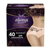Always Discreet Boutique, Incontinence & Postpartum Underwear for Women, Disposable, Maximum Protection, Peach, Small/Medium, 20 Count, Pack of 2