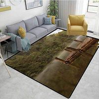 TableCoversHome Landscape Patchwork Runner Rugs, Pier in Lake Trees Forest Pattern Printing Door Mat, Durable Rugs - Living, Dinning, Office, Rooms & Bedrrom, Hallway Carpet (3'x 8')