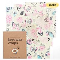 Meadow Beeswax Wrap Assorted 3 Pack Organic Reusable Food Wraps Sustainable Biodegradable Washable for Food Storage - 1 Small, 1 Medium, 1 Large