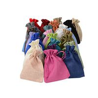 BZCTAH 20 PCS 9 x 12cm Linen Cotton Bags Jewelry Pouch Burlap Jute Bags, Reusable Cloth Souvenir Gift Bag with Drawstrings for Wedding Holiday, Treat DIY Craft Favor Bags Sack Pouch, Random