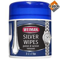 Silver Wipes - Jewelry Wipes - Cleaner and Polisher for Silver Jewelry Sterling Silver Silver Plate and Fine Antique Silver - 20 Count - Ammonia Free - 4-Pack