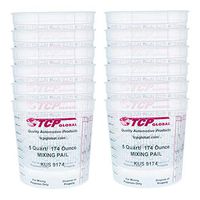 Custom Shop/TCP Global (Pack of 12 - Mix Cups/Buckets - 5 Quart) - (174 Ounce Volume Paint and Epoxy Mixing Cups) - Mix Cups are Calibrated Multiple Mixing Ratios (1-1) (2-1) (3-1) (4-1) (8-1)