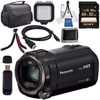 Panasonic HC-V770 HC-V770K Full HD Camcorder + Sony 32GB SDHC Card + Lens Cleaning Kit + Flexible Tripod + Carrying Case + Memory Card Wallet + Card Reader + Mini HDMI Cable + LED Light Bundle