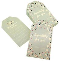 Green Especially for You Flower Frame Design Paper Gift / Price Tags with Color Twine for Gift Wrapping Packaging, Set of 48