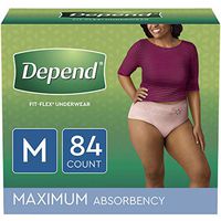 Depend FIT-FLEX Incontinence Underwear for Women, Disposable, Maximum Absorbency, Medium, Blush, 84 Count