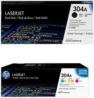 HP 304A (CC530AD, CF340A) 5-Pack Black and Cyan, Magenta & Yellow Original Toner Cartridges