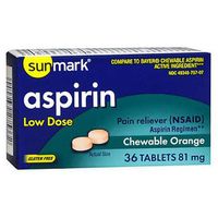 Sunmark Aspirin Adult Low Dose Chewable, 81 mg, Orange 36 tabs by Sunmark (Pack of 3)