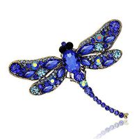 Rhinestones Dragonfly Brooch Pin Animal Brooch Austria Crystal Collar Pin Fashion Creation Aesthetic Beauty Jewelry Girl Womans Accessories | color - blue