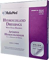 ReliaMed Sterile Latex-Free Hydrocolloid Dressing with Foam Back 4" x 4" (5/box) (Box of 5 Each)