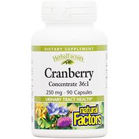 Natural Factors - HerbalFactors Cranberry Concentrate 250mg, Supports a Healthy Urinary Tract, 90 Capsules