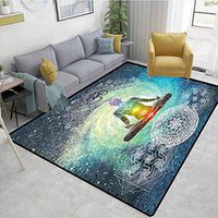 Bigdatastore Moon & Stars Kids Rooms Nursery Decor Mats, Design Zen Meditation Hippie Style with Sign Chakra Art Print, Easy Maintenance Area Rug Living Room Bedroom Carpet(2'x 3')