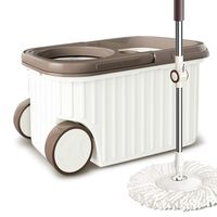 SHPING Mops 360 degree rotating mop set, automatic drying, stainless steel rod, wet and dry, microfiber cotton head, suitable for living room floor cleaning (Size : B)