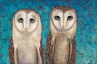 Santa Fe Artist Lori Faye Bock Art Note Card Portfolio - Owls (12 Cards)