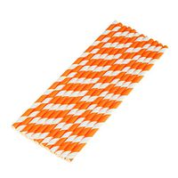 vLoveLife 25pcs Orange & White Biodegradable Paper Straws Striped Drinking Straws for Valentine's Day Wedding Birthday Party Celebrations Baby Shower Drinking Decoration Favors Supplies