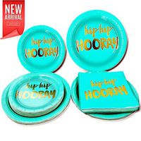 Disaposable Party Supplies, Gold Foil Paper Plates and Napkins Set Serve 24 Guests ,24 Dinner Plates 24 Dessert Plates 24 3-Ply Napkins for Party Birthday Graduation Bridal/Baby Shower