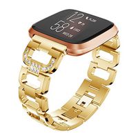 TeaBoy Bling Bands Compatible with Fitbit Versa/Versa Lite & SE/Versa 2, Women Girl Bracelet Stainless Steel D-Link with Rhinestones Wristband Strap Compatible with Fitbit Versa