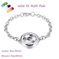 constantlife Hypoallergenic Essential Oil Diffuser Locket Bracelet -Stainless Steel Aromatherapy Scent Jewelry (Football)