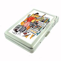 Perfection In Style Metal Cigarette Case with Built in Lighter Vintage Housewife Design 004