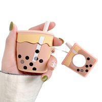 UnnFiko Super Cute Bubble Tea Airpods Case, 3D Cartoon Soft Silicone Protective Mini Bag Cute Creative Airpods 1 & 2 Charging Cover with Finger Loop (Yellow, Airpods 1 & 2)