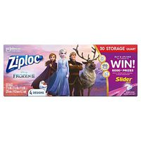 Ziploc Storage Slider Bags, Quart, 30 Count, Featuring Disney's Frozen