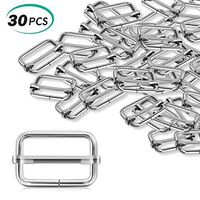Alcoon 30 Pieces Slide Buckle 1 inch Metal Triglide Slides Rectangle Adjustable Webbing Slider for Purse Making Bag Making Suspenders Making DIY Accessories Silver