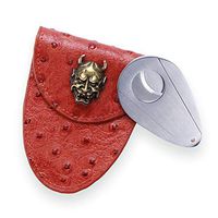 Stainless Cigar Cutter Set with Luxury Leather Cigar Cutter Case | Double Blade Guillotine Cigar Cutter - A Perfect Gift Set for Cigar Lovers, Boyfriend and Husband