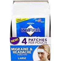 WellPatch Migraine & Headache Cooling Patch - Drug Free, Lasts Up to 12 Hours, Safe to Use with Medication - Large Patches (4 Packs of 4 Patches), Each 4.3 x 2 in