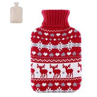 2L Cute Hot-Water Bottle Water Bag Water Injection handwarmer Pocket Red